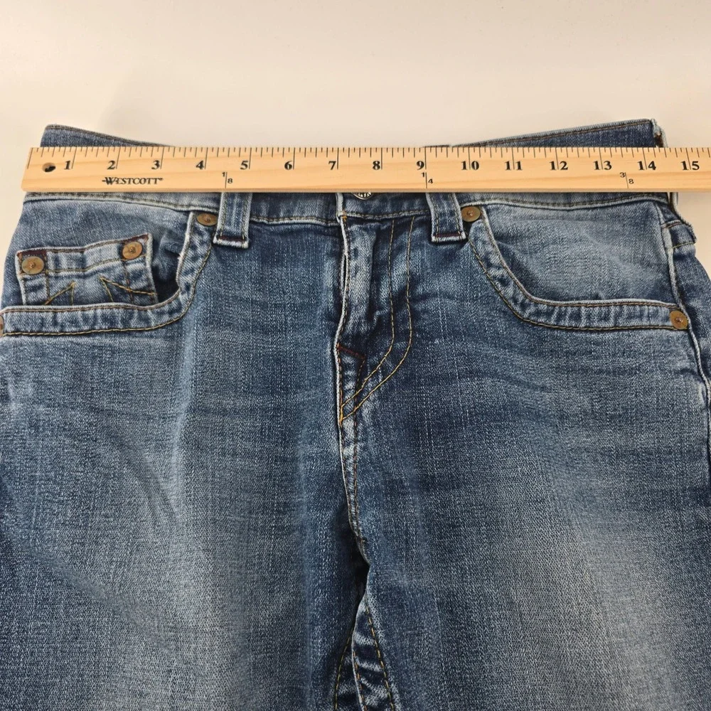 True Religion Jeans Mens 28 Blue Medium Wash Straight Horseshoe Embroidery